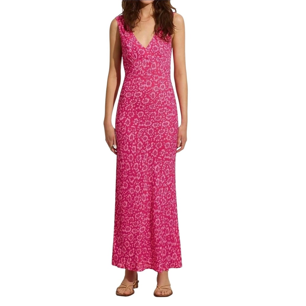 Auguste Floral Maxi Dress Womens XXS Pink V-Neck Sleeveless Summer Boho